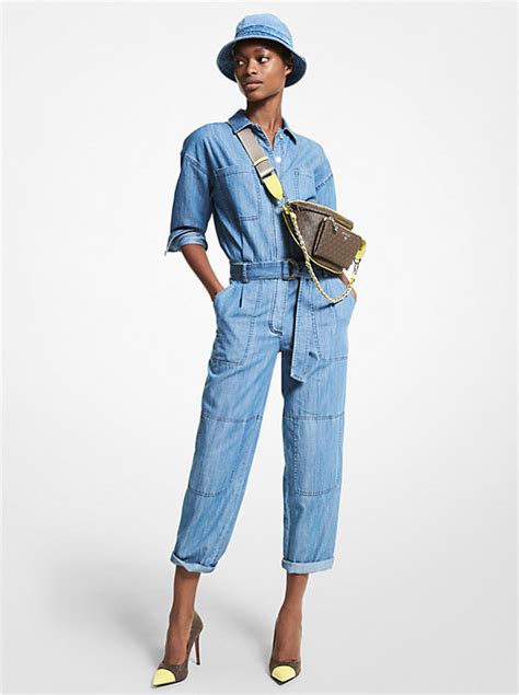 michael kors chambray|Chambray Belted Jumpsuit .